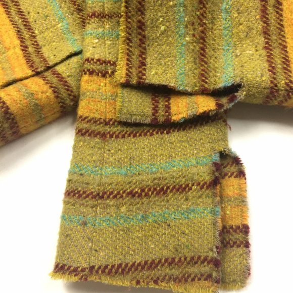 Akris Punto Blazer Jacket Womens 6 Green Multi Stripe Tweed Wool Mohair Zip Up - Picture 6 of 12